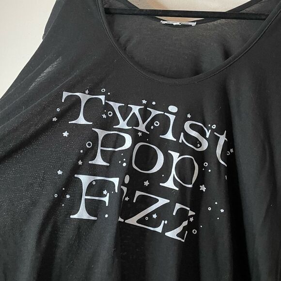 Wildfox Short Sleeve Top Twist Pop Fuzz Tulum Tunic Black - Picture 8 of 8